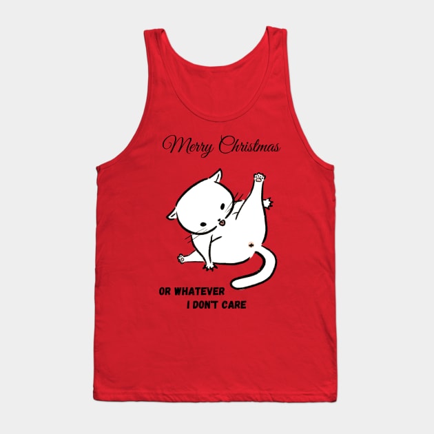 Funny cat with grumpy attitude about Christmas Tank Top by Ieva Li ART